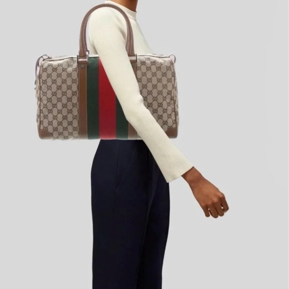 GUCCI x Ltd Ed. Vintage Boston Bag / GG Monogram Canvas Gucci Web! EUC Numbered